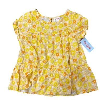 Size L - Girls' Target Cat & Jack Yellow Floral Tiered Shirt