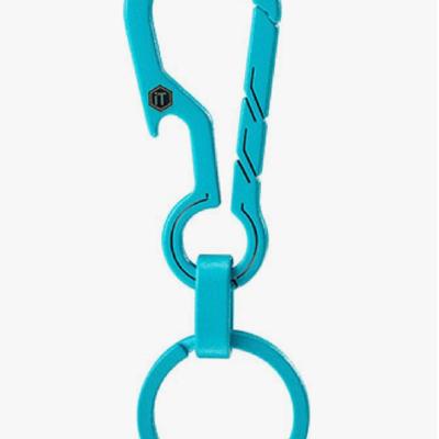 KeyUnity Turquoise Titanium Keychain Clip Multitool - EDC Carabiner with Bottle Opener and Quick Release Key Ring Holder, Idea Organizer...