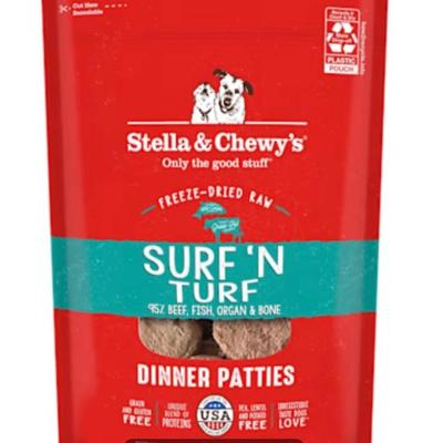 Stella & Chewy's Freeze Dried Raw Dinner Patties High Protein Surf 'N Turf Salmon & Beef Recipe Dry Dog Food, 14 oz.