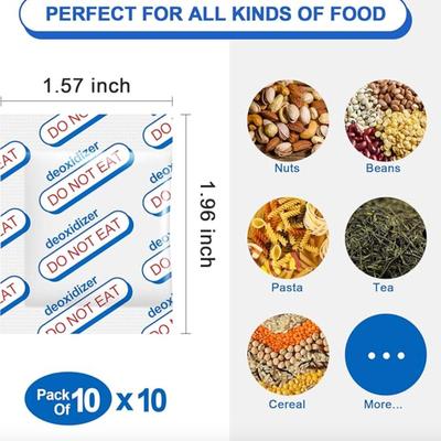 100 Count (10x Packs of 10) x 400cc Oxygen Absorbers for Food Storage for Long Term Food Storage & Survival, Mylar Bags, Canning,...