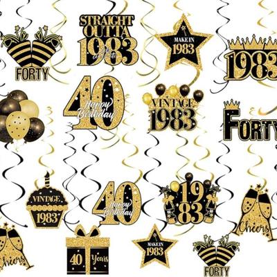 40pcs 40th Birthday Decorations Hanging Swirls,Black Gold 50th Birthday Party Decorations Supplies for Men Women,Vintage 1973 Fifty Years...
