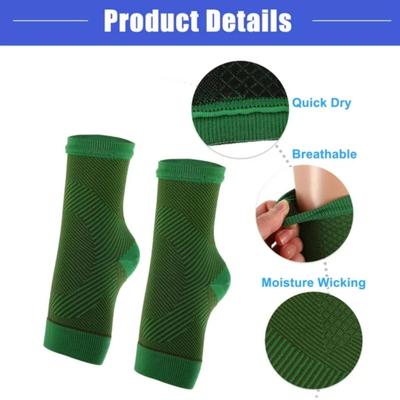 Size L/XL 1 Pair Ankle Compression Sleeve Foot Ankle Brace for Men Women Achilles Tendon Green Brown