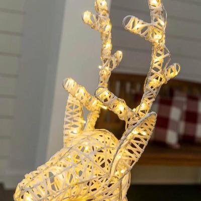 Balsam Hill Pair of Outdoor Lit Wintry Wonder Friends Deer Family Lawn Ornaments Christmas Holiday D