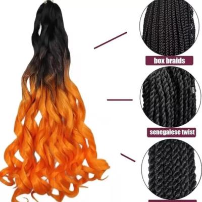 French Curly Braiding Hair 24 Inch Loose Wave Spiral Curly Crochet Hair Orange Wig