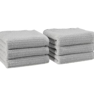 6-Pack Amazon Aware 100% Organic Cotton Ribbed Washcloth Hand Towels in Gray