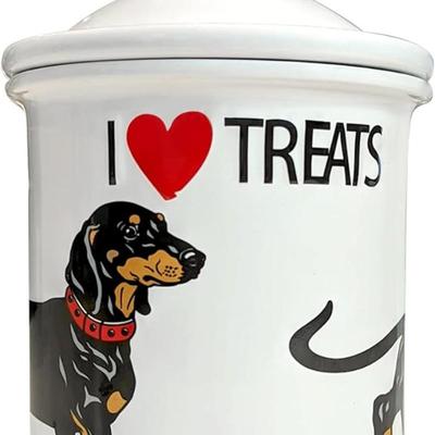 Brand New Ceramic Dog Treat Jar for Dachshund or Weiner Dogs - Cute Dachshund Decor