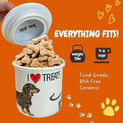 Brand New Ceramic Dog Treat Jar for Dachshund or Weiner Dogs - Cute Dachshund Decor
