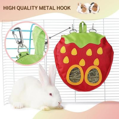 Rabbit Hay Feeder Bag for Cage Guinea Pig Timothy Hay Dispenser Storage Manger Hanging Large Less Waste for Bunny