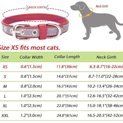 Size Medium Red Reflective Dog or Cat Collar