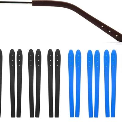 8 Pairs Eyeglass Temple End Tips Anti-Slip Soft Silicone Replacement Temple Tube Sleeve Glasses Retainer