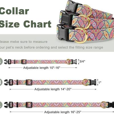 Size Large Colorful Sacred Pink Mandala Art Printed Adjustable Quick Release Nylon Dog Collar w/Durable D-Ring