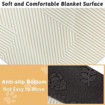 2 Pack Neutral Tan Striped Round Reusable Washable Pee Pads for Dogs, Cats or Small Animals Bunny Playpen Pad Couch Protector Whelping...