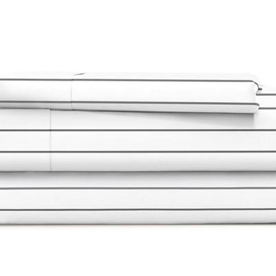 Size Twin/Twin XL White & Gray Stripe 3-Piece Sheet Set