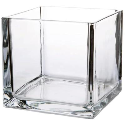 4-Pack Cube Glass Vase, Candle Holder, 5"x5"x5", Utility, Clear Elegant Floral Accent Container Planter Terrarium Storage...