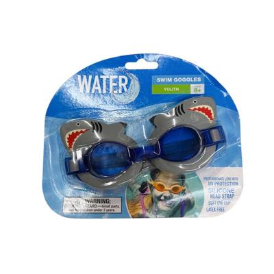 Shark Motif Youth 8+ Water Fun & Sun Watersport Swim Goggles UV Protection Latex Free