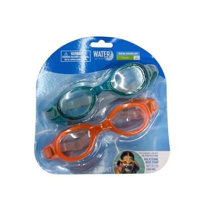 2-Pack Youth 8+ Teal & Orange Water Fun & Sun Watersport Swim Goggles UV Protection Latex Free