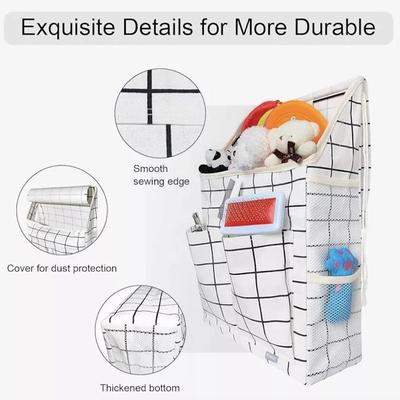 Black & White Grid Windowpane Print Hanging Basket Storage Bag Organizer Waterproof Pet Supplies