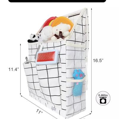 Black & White Grid Windowpane Print Hanging Basket Storage Bag Organizer Waterproof Pet Supplies