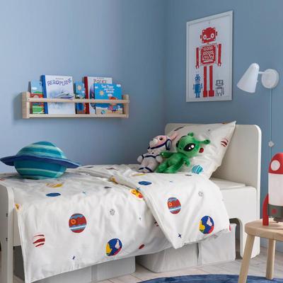 Size Twin IKEA Aftonsparv Space Planet Duvet Cover & Pillowcase Set for Little Astronauts