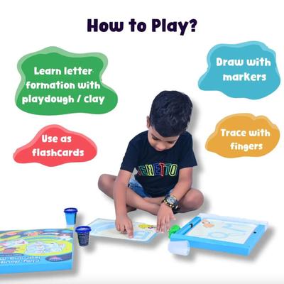 Alphabet, Number & Shape Playdough Educational Mats for Kids | Montessori Activity Set | Finger Alphabet Tracing Mats | Early Learning