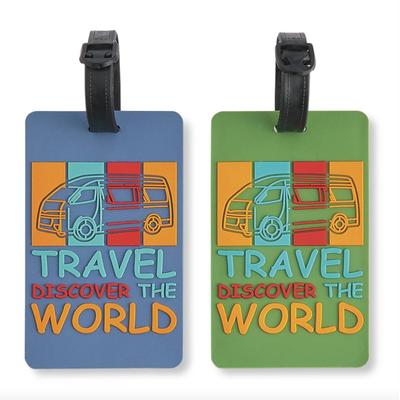 Pair of Magellan's Travel the World Rubber Luggage ID Tags, ID Window "Travel Discover the World"