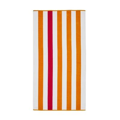 Flamingo Bay 100% Cotton Supersoft Pink & Orange Oversized Cabana Reversible Striped Beach Towel - 38" x 72" - Quick Dry,...