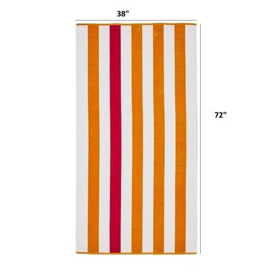 Flamingo Bay 100% Cotton Supersoft Pink & Orange Oversized Cabana Reversible Striped Beach Towel - 38" x 72" - Quick Dry,...