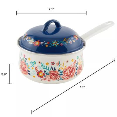 The Pioneer Woman Keepsake 2-Quart Enamel-on-Steel Saucepan, Floral
