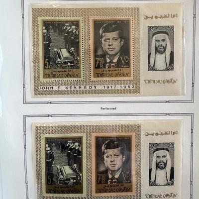 Large John F. Kennedy Memorial Stamp Collection