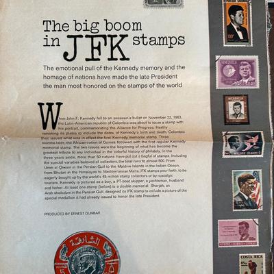 Large John F. Kennedy Memorial Stamp Collection