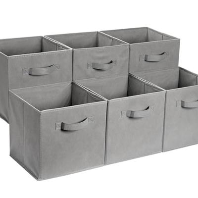 Pack of 6 Gray 13" x 13" Amazon Basics Cube Organizer Storage Bins Handles, Collapsible Fabric