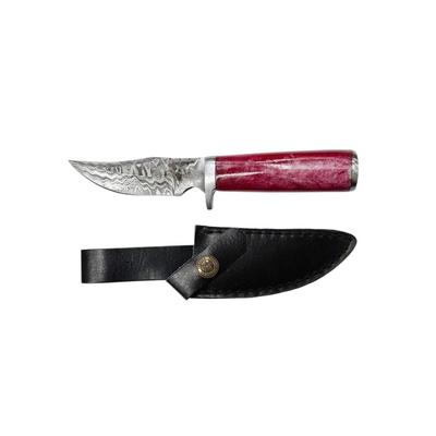 A - Pink Handle Handmade Damascus Steel Fixed Blade Knife w/Steel Bolster & End Cap w/Leather Case - Military Hunting Tactical...