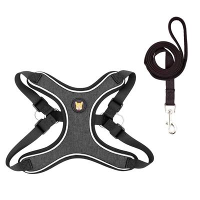 Size Medium Black Adjustable Dog Harness & Leash Set No Pull, Step in Escape Proof & Reflective w/Leash