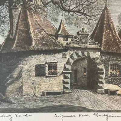 Ernst Geissendorfer Rothenburg/Tauber Colored Etching