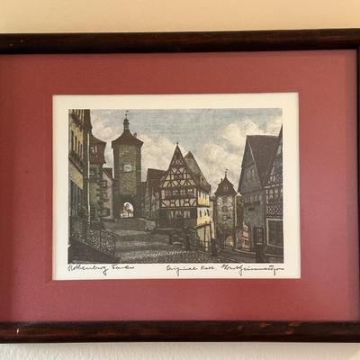 Ernst Geissendorfer Rothenburg/Tauber Colored Etching