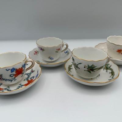 Assortment of MEISSEN Porcelain Tea Teacups with Teapot