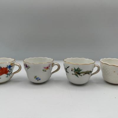 Assortment of MEISSEN Porcelain Tea Teacups with Teapot