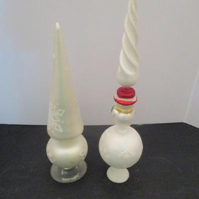 Snowmen Glass Christmas Toppers