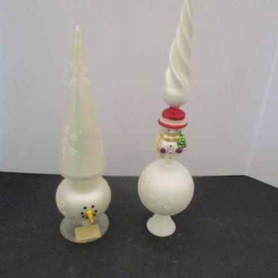 Snowmen Glass Christmas Toppers
