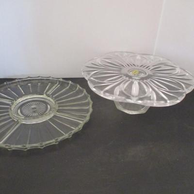 Lazy Susan Dish & Hand Made Block Pedestal Cake Server