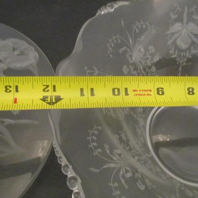 Fostoria Morning Glory Carved Center Handle & Etched Bowl