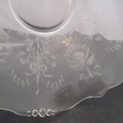 Fostoria Morning Glory Carved Center Handle & Etched Bowl