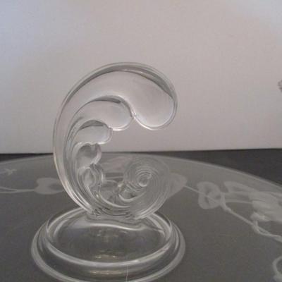 Fostoria Morning Glory Carved Center Handle & Etched Bowl