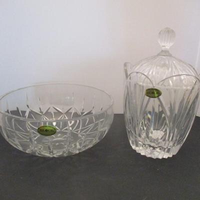 Block Mouth Blown Hand Made 24% Lead Crystal Bowl Biscuit Jar