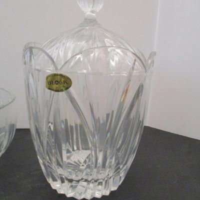 Block Mouth Blown Hand Made 24% Lead Crystal Bowl Biscuit Jar