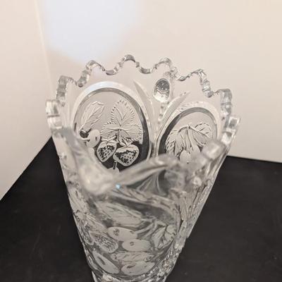 Crystal Etched Strawberry Pitcher Shannon Designs Of Ireland Leaded Crystal Floral Fruit Salad Bowl
