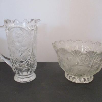 Crystal Etched Strawberry Pitcher Shannon Designs Of Ireland Leaded Crystal Floral Fruit Salad Bowl