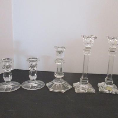 Vintage Clear Crystal Candle Holders