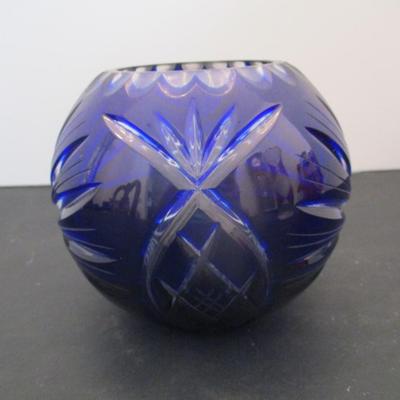 Bohemian Cut Blue Crystal Bowl