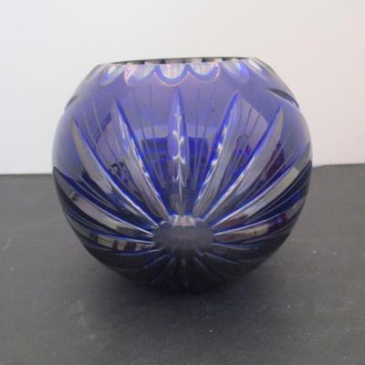 Bohemian Cut Blue Crystal Bowl